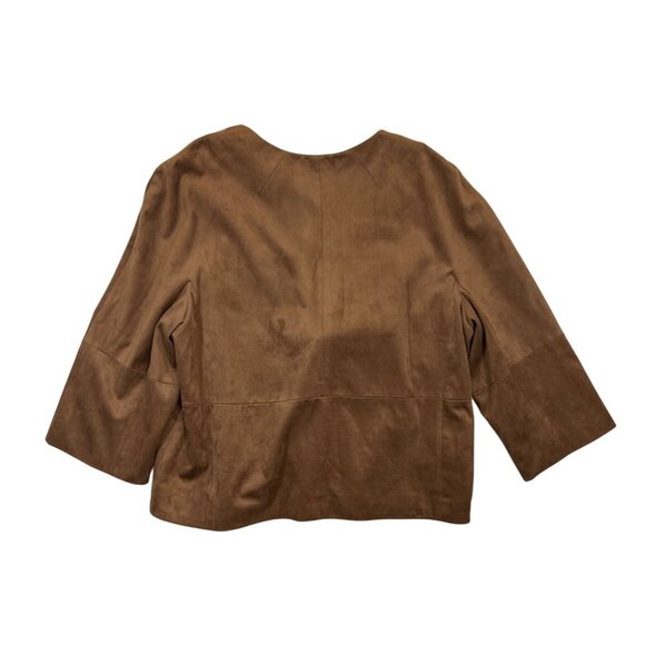Chicos Cape Jacket Womens Size 2 Petite Brown Double-Breasted 3/4 Sleeves Lined - Picture 2 of 6